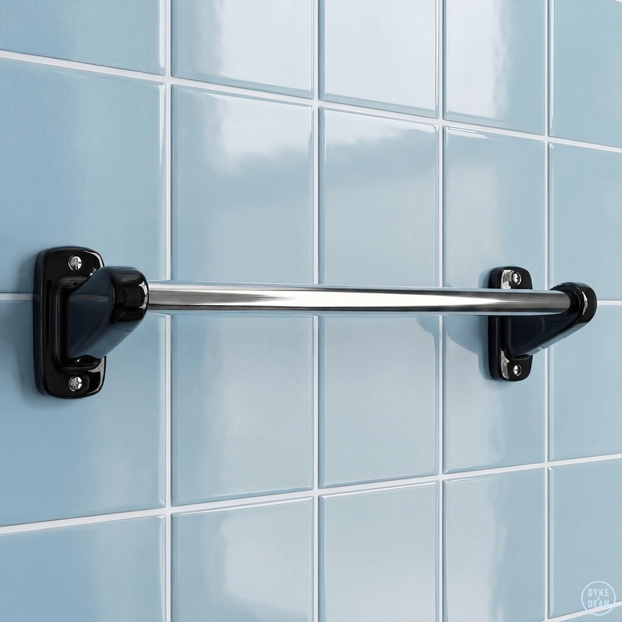 MODERN PORCELAIN TOWEL BAR SET BLACK - DYKE & DEAN