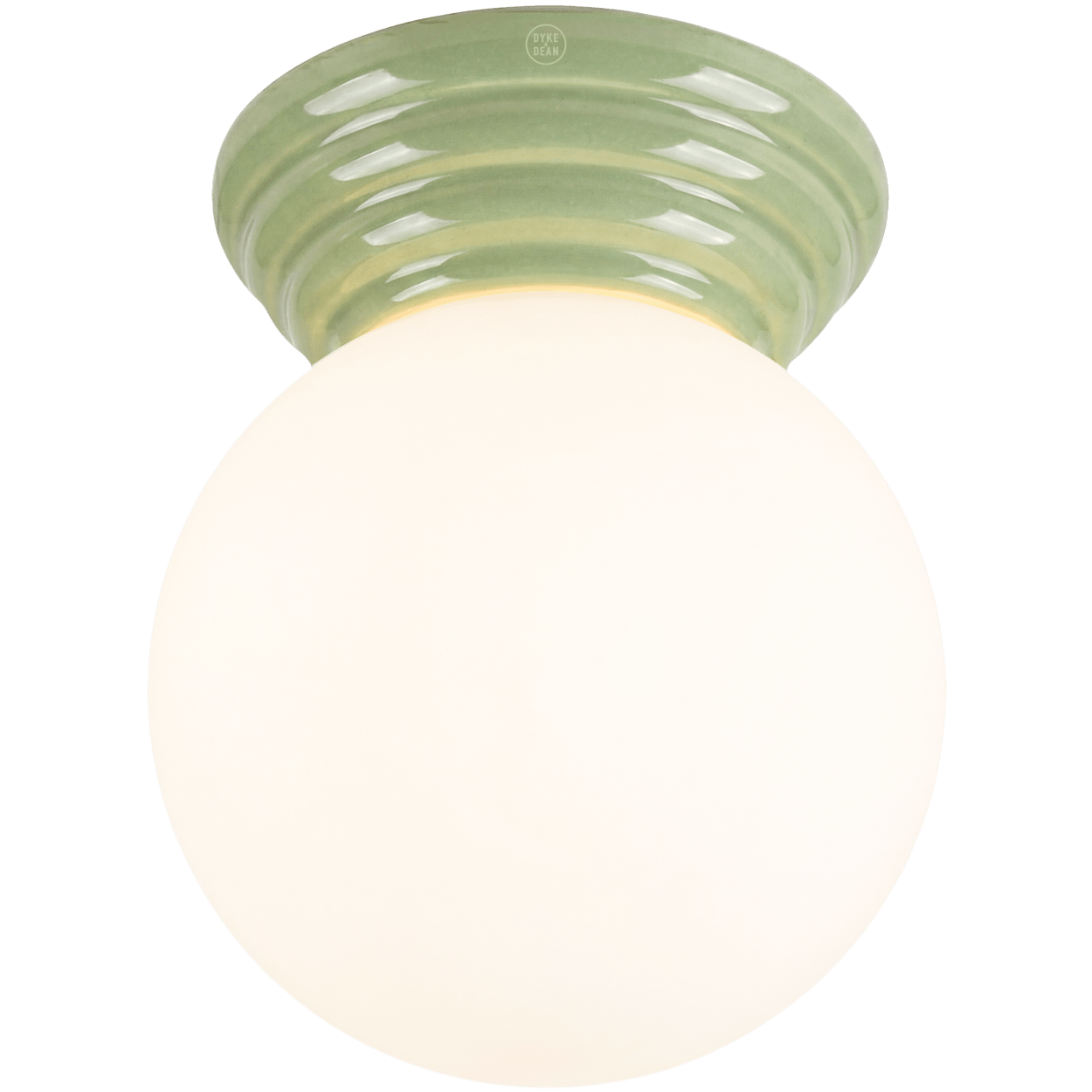 MOSS GREEN CERAMIC SCONCE WATERPROOF OPAL GLOBE CEILING LIGHT - DYKE & DEAN