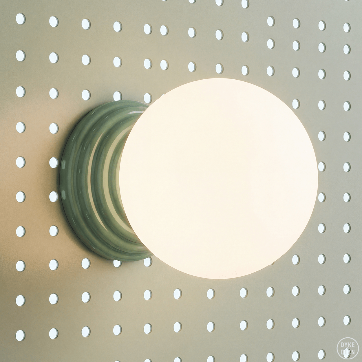 MOSS GREEN CERAMIC SCONCE WATERPROOF OPAL GLOBE WALL LIGHT - DYKE & DEAN