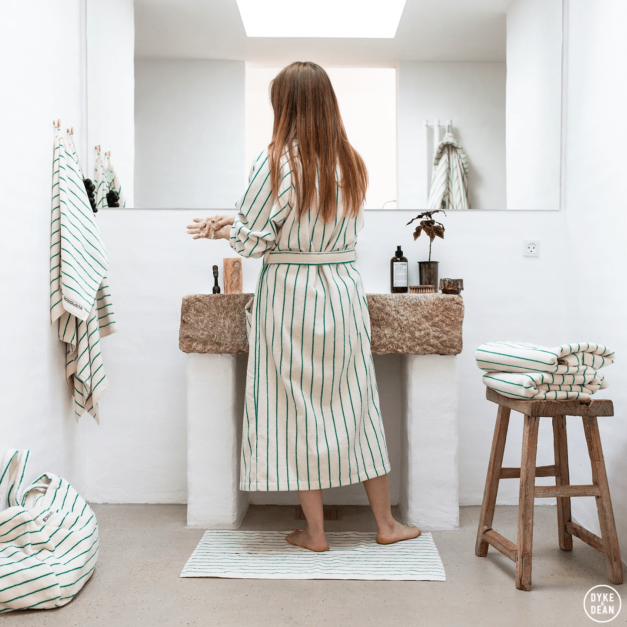 NARAM BATH MAT PURE WHITE & GRASS - DYKE & DEAN