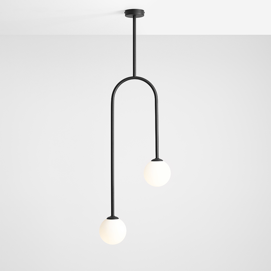 NAVE 2 GLOBE FIXED CEILING LIGHT BLACK - DYKE & DEAN