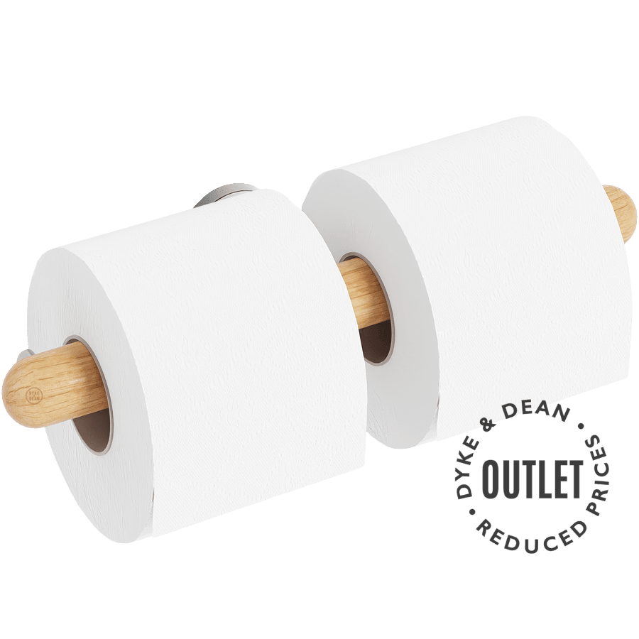OAK YOKU DOUBLE TOILET ROLL HOLDER OUTLET - DYKE & DEAN