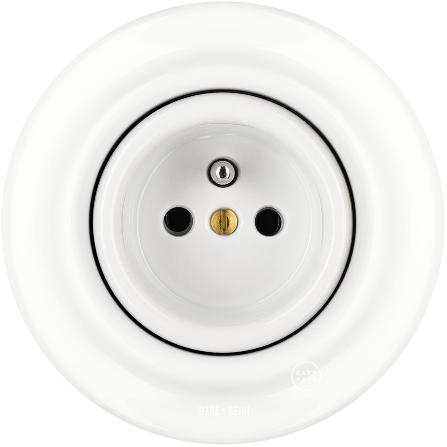 PORCELAIN 2 PIN WALL SOCKET WHITE - DYKE & DEAN