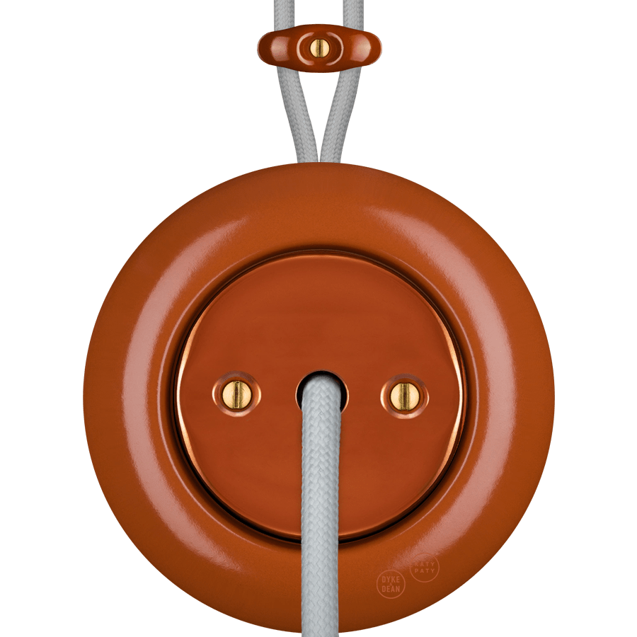 PORCELAIN KATY PATY COLONA ROUND SURFACE MOUNTED CABLE GLAND SOCKET BRICK RED - DYKE & DEAN