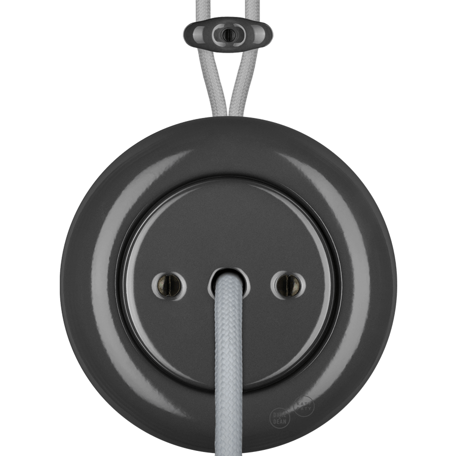 PORCELAIN KATY PATY COLONA ROUND SURFACE MOUNTED CABLE GLAND SOCKET DARK GREY - DYKE & DEAN
