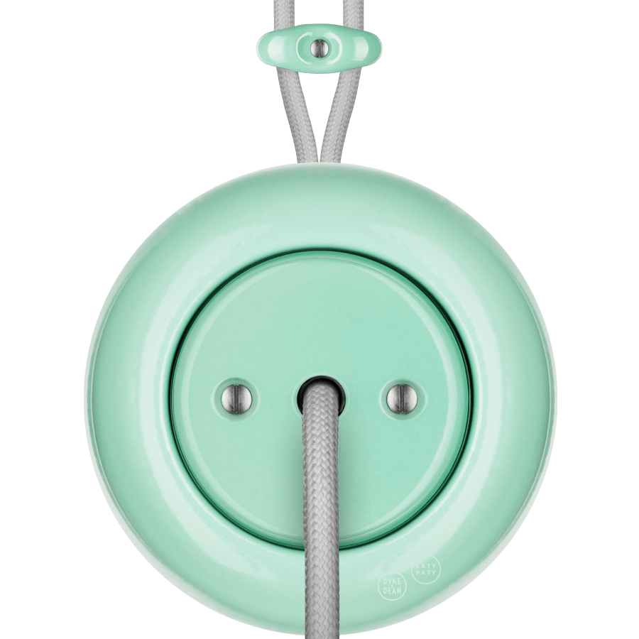 PORCELAIN KATY PATY COLONA ROUND SURFACE MOUNTED CABLE GLAND SOCKET MINT GREEN - DYKE & DEAN