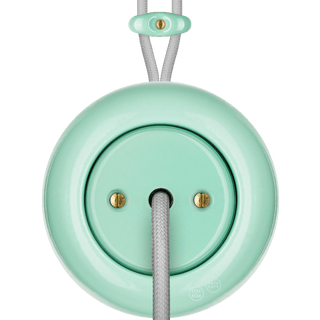 PORCELAIN KATY PATY COLONA ROUND SURFACE MOUNTED CABLE GLAND SOCKET MINT GREEN - DYKE & DEAN