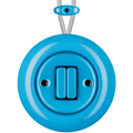 PORCELAIN KATY PATY COLONA ROUND SURFACE MOUNTED DOUBLE SLIM BUTTON SWITCH AZURE - DYKE & DEAN