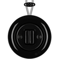 PORCELAIN KATY PATY COLONA ROUND SURFACE MOUNTED DOUBLE SLIM BUTTON SWITCH BLACK - DYKE & DEAN