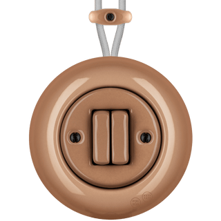 PORCELAIN KATY PATY COLONA ROUND SURFACE MOUNTED DOUBLE SLIM BUTTON SWITCH DERMA - DYKE & DEAN