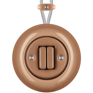 PORCELAIN KATY PATY COLONA ROUND SURFACE MOUNTED DOUBLE SLIM BUTTON SWITCH DERMA - DYKE & DEAN