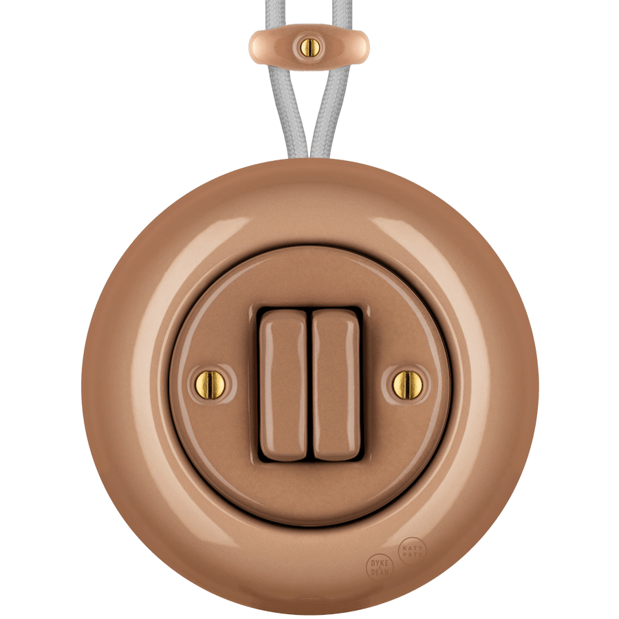 PORCELAIN KATY PATY COLONA ROUND SURFACE MOUNTED DOUBLE SLIM BUTTON SWITCH DERMA - DYKE & DEAN