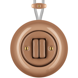PORCELAIN KATY PATY COLONA ROUND SURFACE MOUNTED DOUBLE SLIM BUTTON SWITCH DERMA - DYKE & DEAN