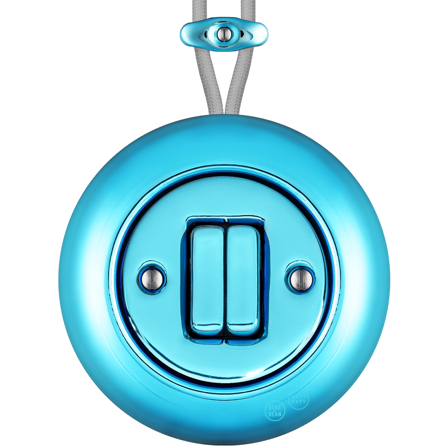 PORCELAIN KATY PATY COLONA ROUND SURFACE MOUNTED DOUBLE SLIM BUTTON SWITCH SKY BLUE - DYKE & DEAN