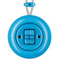 PORCELAIN KATY PATY COLONA ROUND SURFACE MOUNTED DOUBLE TOGGLE BUTTON SWITCH AZURE - DYKE & DEAN