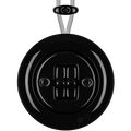 PORCELAIN KATY PATY COLONA ROUND SURFACE MOUNTED DOUBLE TOGGLE BUTTON SWITCH BLACK - DYKE & DEAN