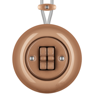 PORCELAIN KATY PATY COLONA ROUND SURFACE MOUNTED DOUBLE TOGGLE BUTTON SWITCH DERMA - DYKE & DEAN