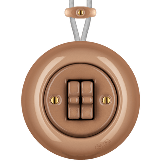 PORCELAIN KATY PATY COLONA ROUND SURFACE MOUNTED DOUBLE TOGGLE BUTTON SWITCH DERMA - DYKE & DEAN