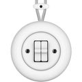PORCELAIN KATY PATY COLONA ROUND SURFACE MOUNTED DOUBLE TOGGLE BUTTON SWITCH MATTE WHITE - DYKE & DEAN