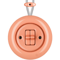 PORCELAIN KATY PATY COLONA ROUND SURFACE MOUNTED DOUBLE TOGGLE BUTTON SWITCH SALMON PINK - DYKE & DEAN