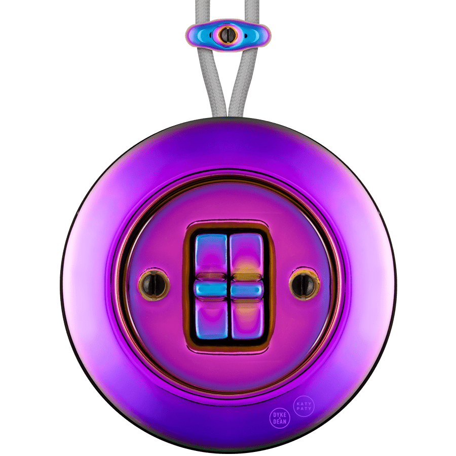 PORCELAIN KATY PATY COLONA ROUND SURFACE MOUNTED DOUBLE TOGGLE BUTTON SWITCH VIOLEDO - DYKE & DEAN