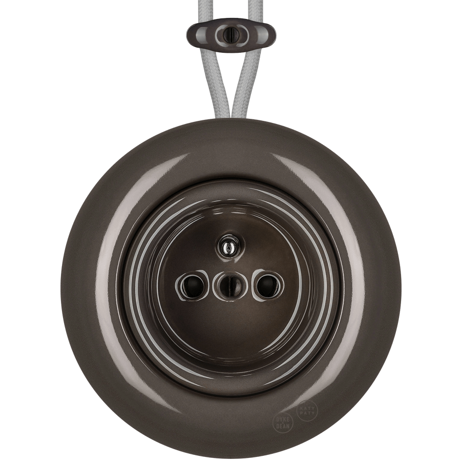 PORCELAIN KATY PATY COLONA ROUND SURFACE MOUNTED EURO SOCKET BROWN - DYKE & DEAN