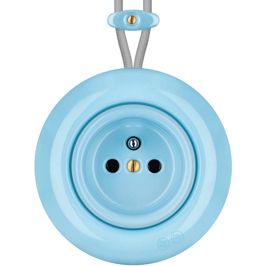 PORCELAIN KATY PATY COLONA ROUND SURFACE MOUNTED EURO SOCKET PASTEL BLUE - DYKE & DEAN