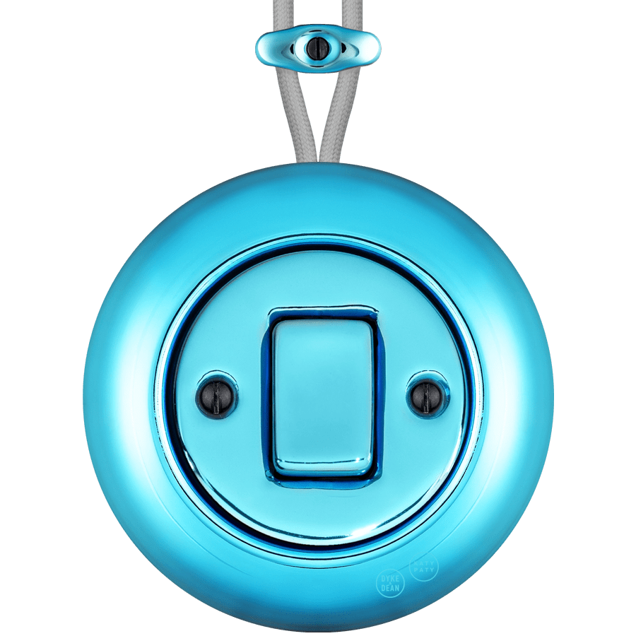 PORCELAIN KATY PATY COLONA ROUND SURFACE MOUNTED FAT BUTTON SWITCH SKY BLUE - DYKE & DEAN
