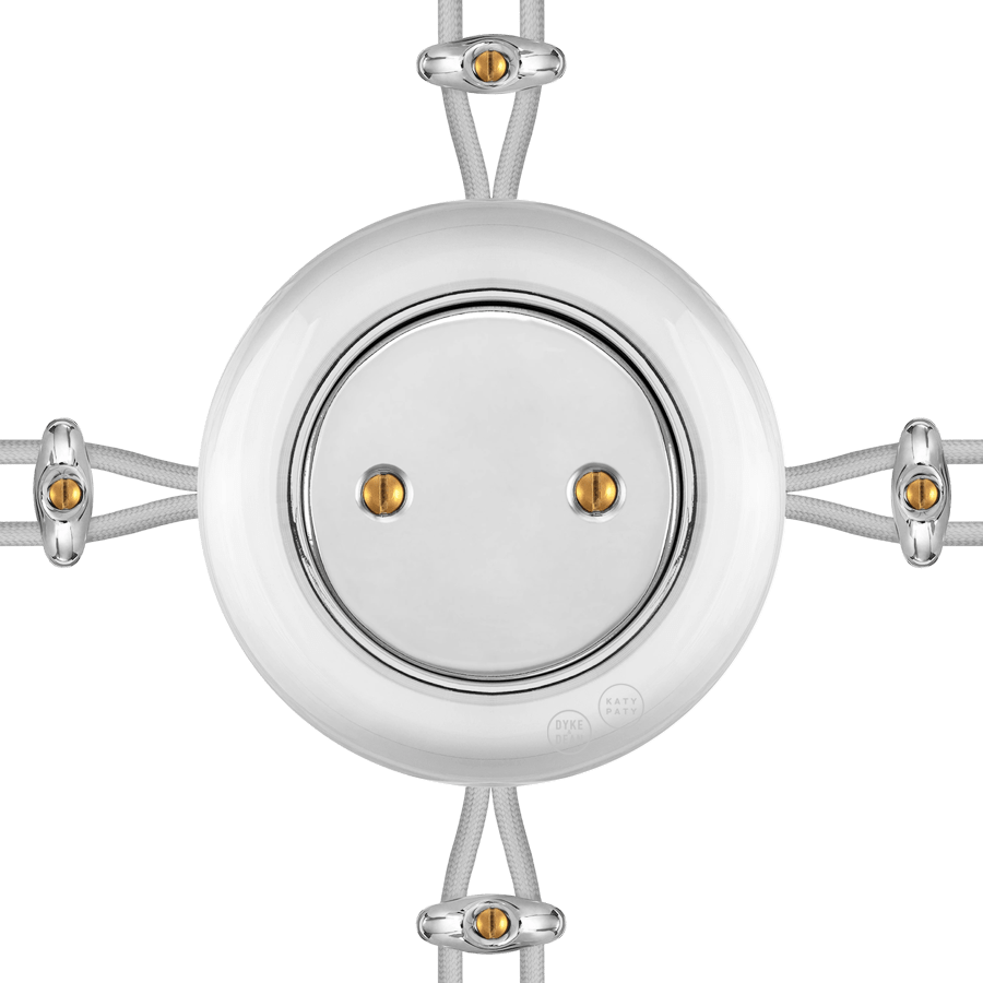 PORCELAIN KATY PATY COLONA ROUND SURFACE MOUNTED JUNCTION BOX CHROME - DYKE & DEAN
