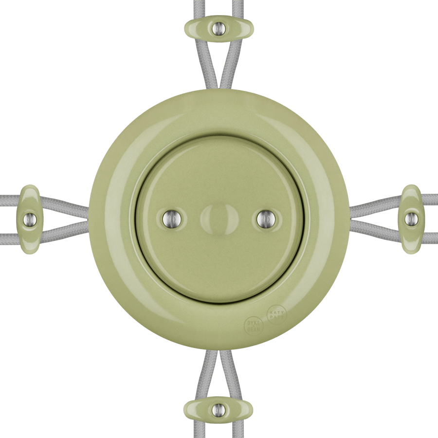 PORCELAIN KATY PATY COLONA ROUND SURFACE MOUNTED JUNCTION BOX MOSS GREEN - DYKE & DEAN