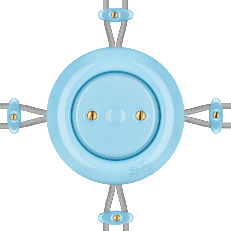 PORCELAIN KATY PATY COLONA ROUND SURFACE MOUNTED JUNCTION BOX PASTEL BLUE - DYKE & DEAN