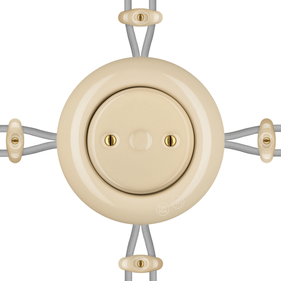 PORCELAIN KATY PATY COLONA ROUND SURFACE MOUNTED JUNCTION BOX SAND - DYKE & DEAN