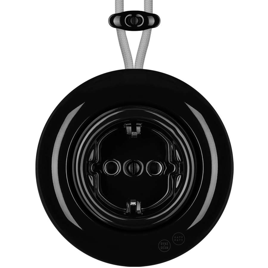 PORCELAIN KATY PATY COLONA ROUND SURFACE MOUNTED SCHUKO SOCKET BLACK - DYKE & DEAN