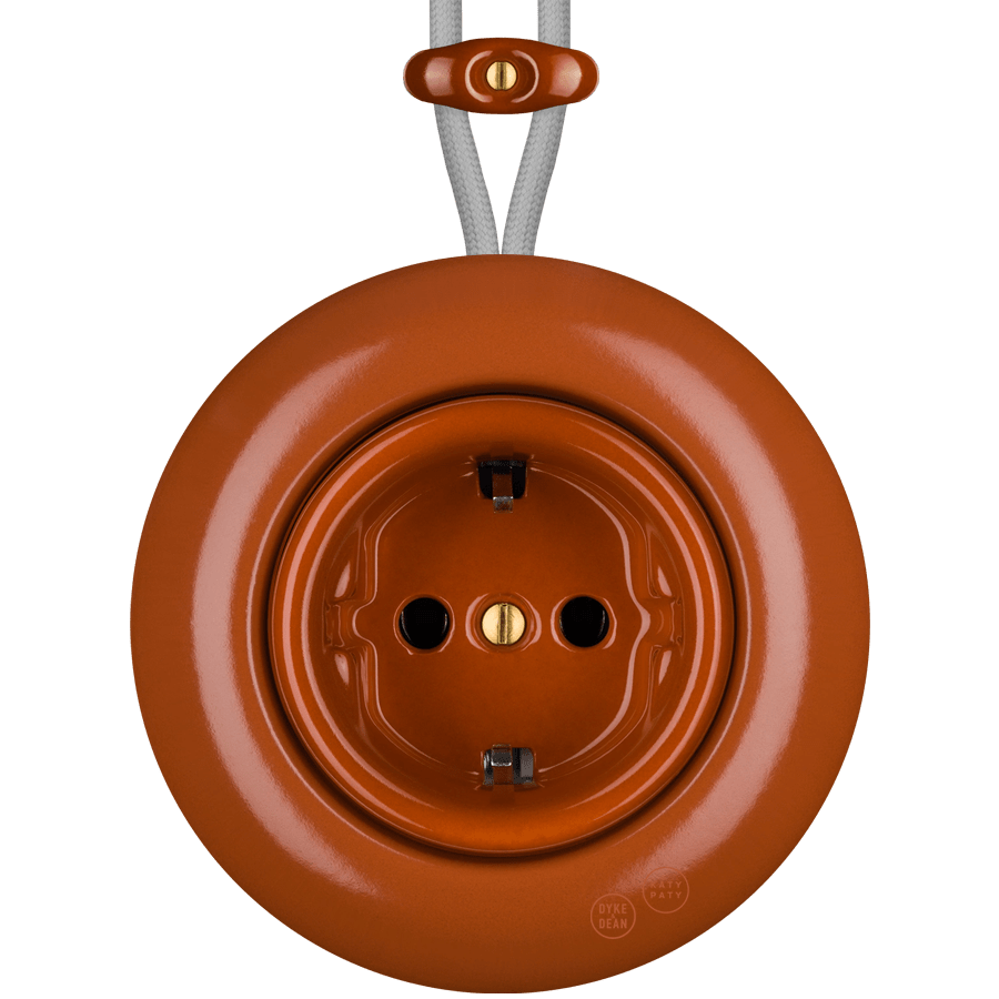 PORCELAIN KATY PATY COLONA ROUND SURFACE MOUNTED SCHUKO SOCKET BRICK RED - DYKE & DEAN