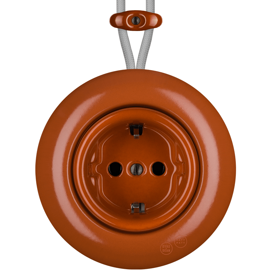 PORCELAIN KATY PATY COLONA ROUND SURFACE MOUNTED SCHUKO SOCKET BRICK RED - DYKE & DEAN