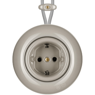 PORCELAIN KATY PATY COLONA ROUND SURFACE MOUNTED SCHUKO SOCKET CAPPUCCINO - DYKE & DEAN