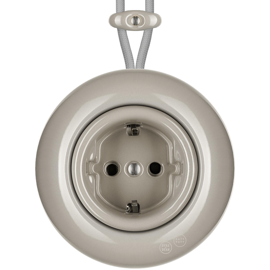 PORCELAIN KATY PATY COLONA ROUND SURFACE MOUNTED SCHUKO SOCKET CAPPUCCINO - DYKE & DEAN