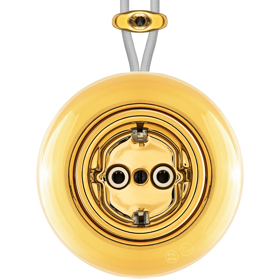PORCELAIN KATY PATY COLONA ROUND SURFACE MOUNTED SCHUKO SOCKET GOLD - DYKE & DEAN