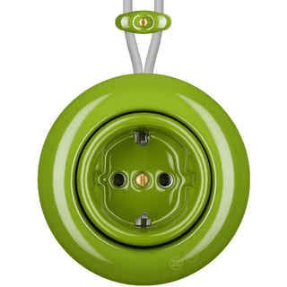 PORCELAIN KATY PATY COLONA ROUND SURFACE MOUNTED SCHUKO SOCKET GREEN - DYKE & DEAN