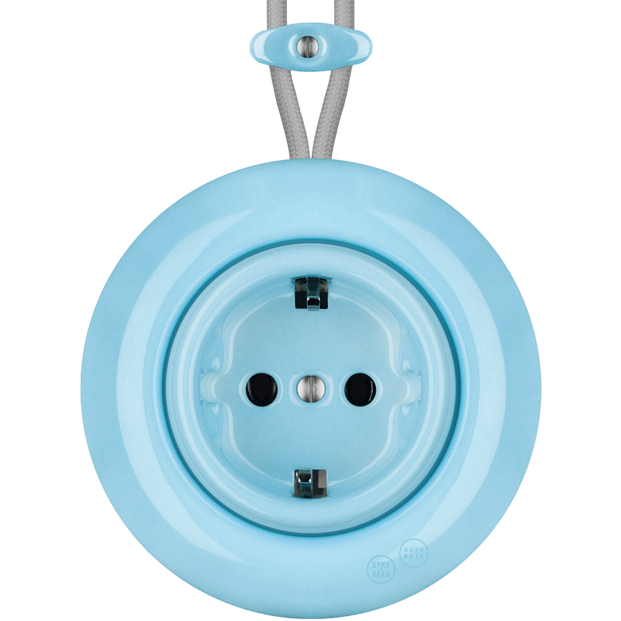 PORCELAIN KATY PATY COLONA ROUND SURFACE MOUNTED SCHUKO SOCKET PASTEL BLUE - DYKE & DEAN