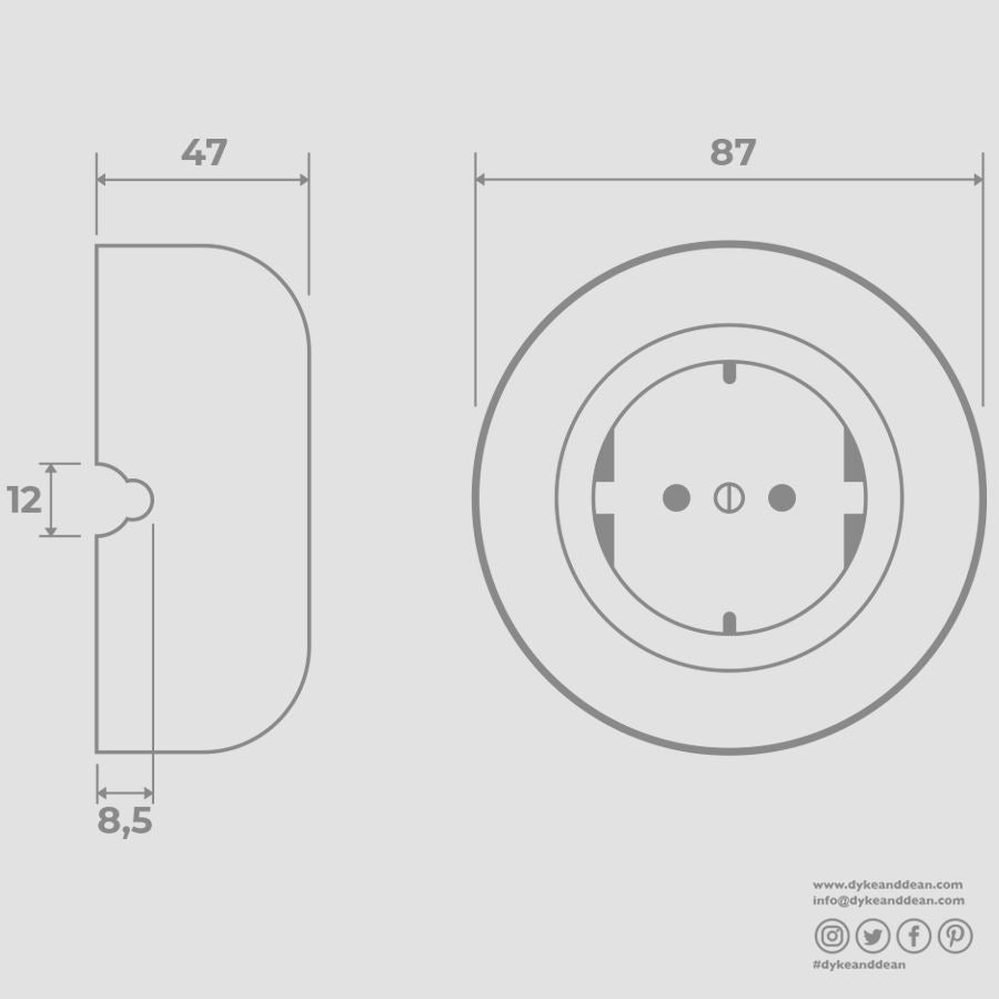 PORCELAIN KATY PATY COLONA ROUND SURFACE MOUNTED SCHUKO SOCKET SKY BLUE - DYKE & DEAN