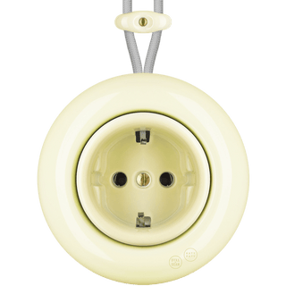 PORCELAIN KATY PATY COLONA ROUND SURFACE MOUNTED SCHUKO SOCKET VANILLA - DYKE & DEAN