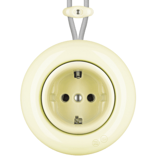 PORCELAIN KATY PATY COLONA ROUND SURFACE MOUNTED SCHUKO SOCKET VANILLA - DYKE & DEAN