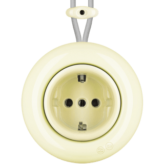 PORCELAIN KATY PATY COLONA ROUND SURFACE MOUNTED SCHUKO SOCKET VANILLA - DYKE & DEAN