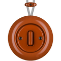 PORCELAIN KATY PATY COLONA ROUND SURFACE MOUNTED SLIM BUTTON SWITCH BRICK RED - DYKE & DEAN