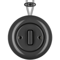 PORCELAIN KATY PATY COLONA ROUND SURFACE MOUNTED SLIM BUTTON SWITCH DARK GREY - DYKE & DEAN