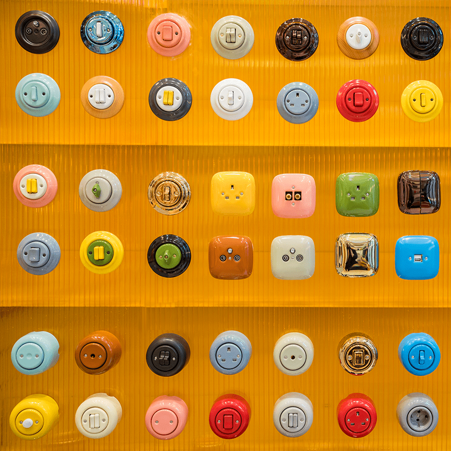 PORCELAIN KATY PATY COLONA ROUND SURFACE MOUNTED SLIM BUTTON SWITCH MATTE BLACK - DYKE & DEAN