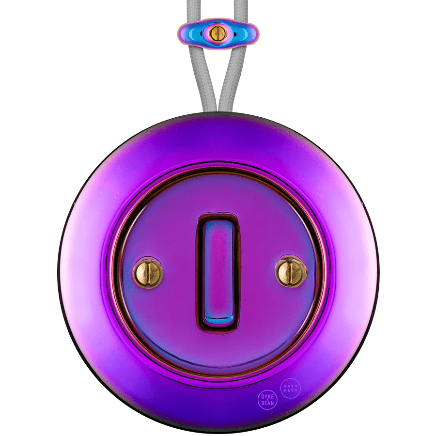 PORCELAIN KATY PATY COLONA ROUND SURFACE MOUNTED SLIM BUTTON SWITCH VIOLEDO - DYKE & DEAN