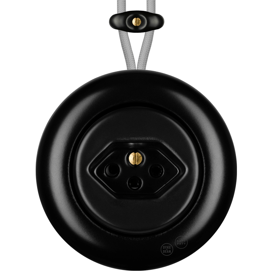 PORCELAIN KATY PATY COLONA ROUND SURFACE MOUNTED SWISS SOCKET MATTE BLACK - DYKE & DEAN
