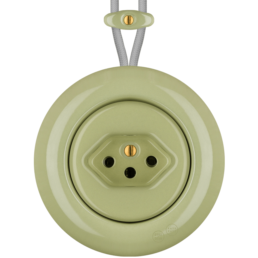 PORCELAIN KATY PATY COLONA ROUND SURFACE MOUNTED SWISS SOCKET MOSS GREEN - DYKE & DEAN